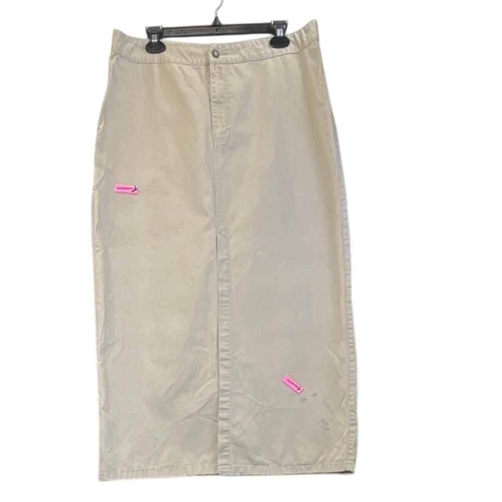 Old Navy Womens 16 Beige Long Front Slit Flaws Pocket Skirt Summer Casual